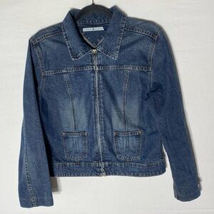 Vintage Y2K Tommy Hilfiger Zip Front Mid Wash Denim Jacket Jean Jacket S